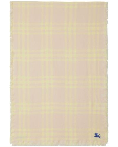 Burberry Checked Wool-silk Reversible Scarf - Natural