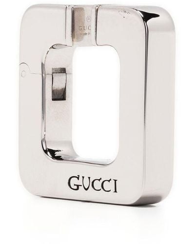 Gucci Oorbellen Met Gegraveerd Logo - Wit