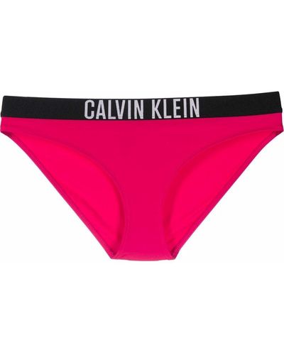 Calvin Klein Bas de bikini à taille à logo - Rose