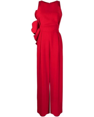 Saiid Kobeisy Krepp-Jumpsuit mit Oversized-Schleife - Rot