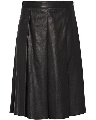 Rosetta Getty Pleated Leather Skirt - Black