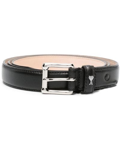 Ami Paris Ami De Coeur Leather Belt - Black