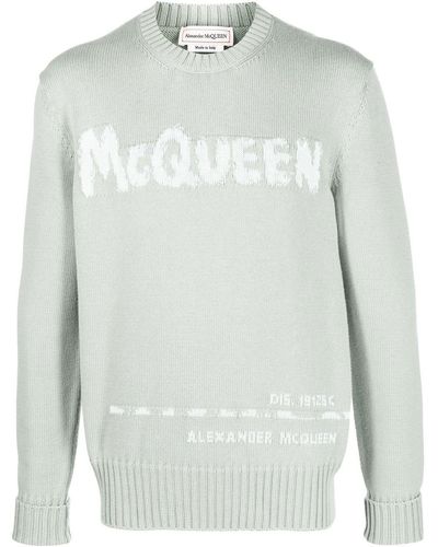 Alexander McQueen ロゴインターシャ セーター - グレー