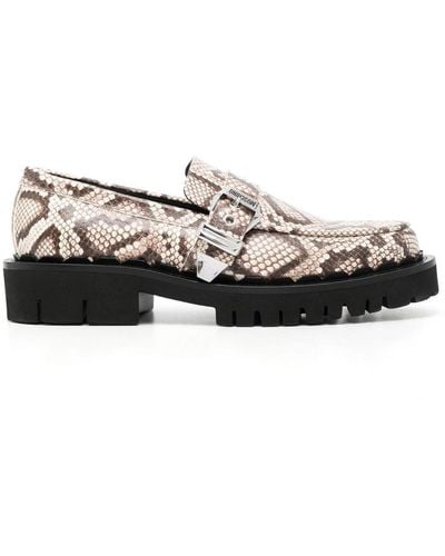 Moschino Faux Snakeskin Loafers - Brown