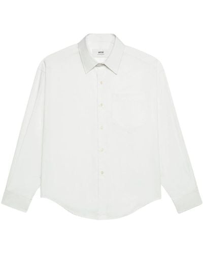 Ami Paris Camisa de manga larga con bolsillo - Blanco