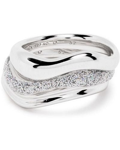Maria Black Aura Opal Glitter-detail Ring Stack - White