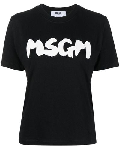 MSGM T-shirt en coton à logo imprimé - Noir