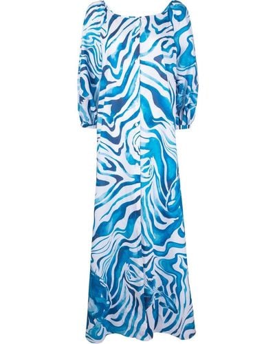 Alberta Ferretti Kleid mit abstraktem Print - Blau