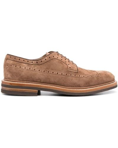 Brunello Cucinelli Perforated Suede Brogues - Brown