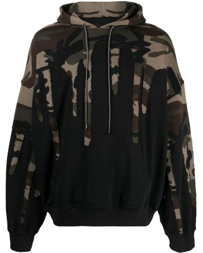 Mostly Heard Rarely Seen Extreme Drip Camouflage-pattern Cotton Hoodie - Black
