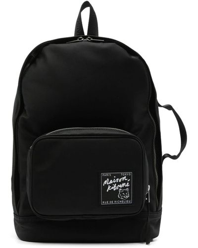 Maison Kitsuné The Traveller Logo-appliqué Backpack - Black