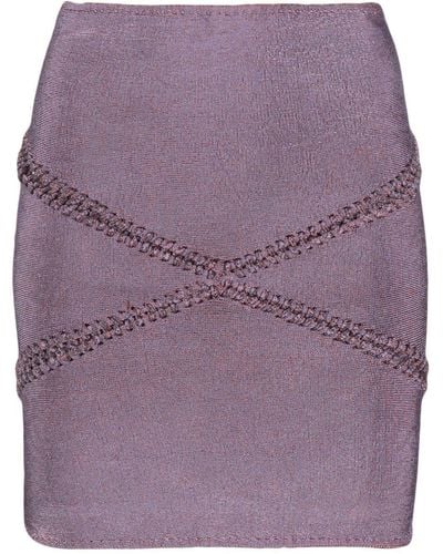 Isa Boulder Mirror Whipstitch Miniskirt - Purple