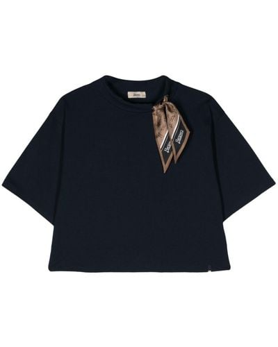 Herno T-Shirt In Superfine Cotton Stretch Con Foulard - Blu