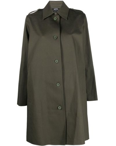 A.P.C. Einreihiger Mantel mit Knöpfen - Grün