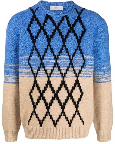 Pringle of Scotland Argyle-pattern Wool Jumper - Blue