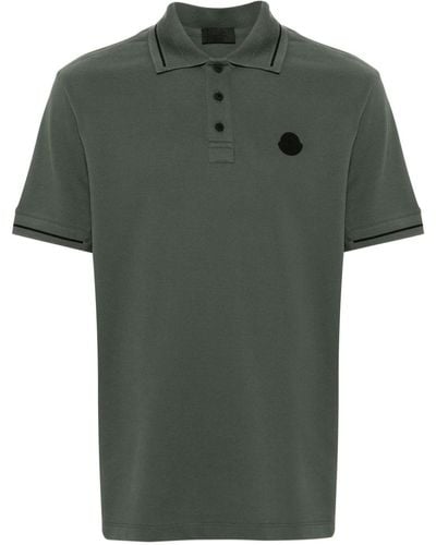 Moncler Logo-patch Cotton Polo Shirt - Green