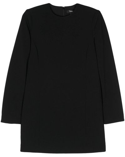 Theory Crepe Shift Mini Dress - Black