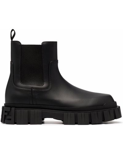 Fendi Leather Slip-on Ankle Boots - Black
