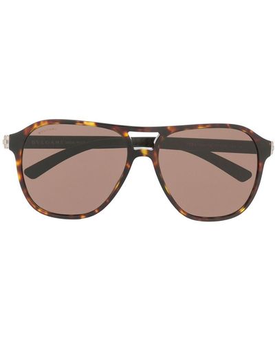 BVLGARI Lunettes de soleil à monture aviateur - Marron