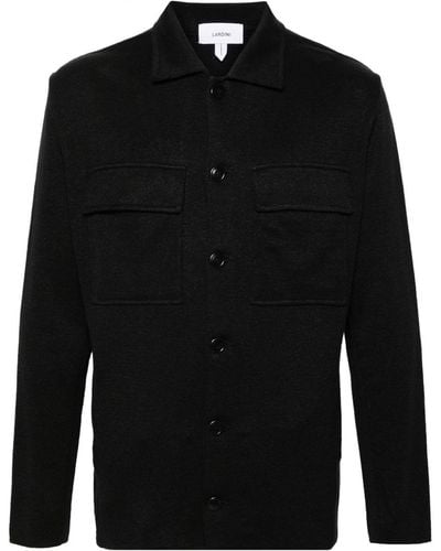 Lardini Gebreid Overhemd - Zwart