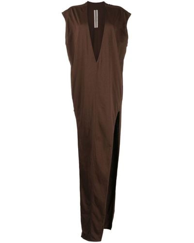 Rick Owens Arrowhead Sleeveless Cotton Maxi Dress - Brown