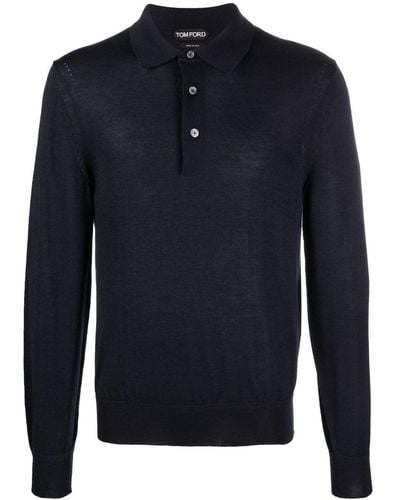 Tom Ford Poloshirt Met Lange Mouwen - Blauw