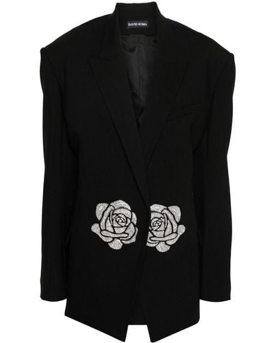 David Koma Crystal-embellished blazer - Noir