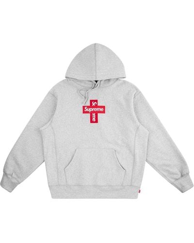 Supreme Cross Box Logo Hoodie - Gray