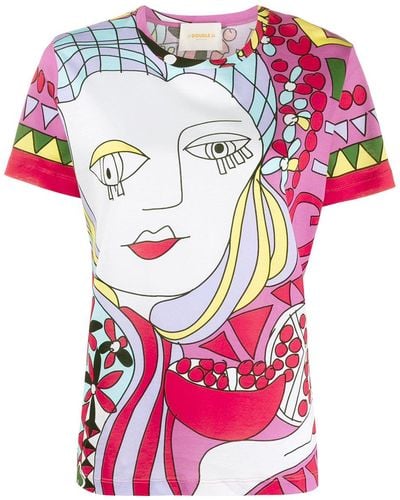 La DoubleJ T-shirt Met Print - Roze