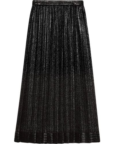 Gucci Falda de lamé plisada - Negro