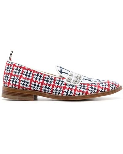 Thom Browne Houndstooth-pattern Penny-slot Loafers - Blue