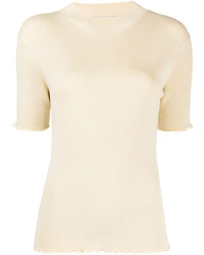 3.1 Phillip Lim Cut-out Ribbed Knit Top - Natural