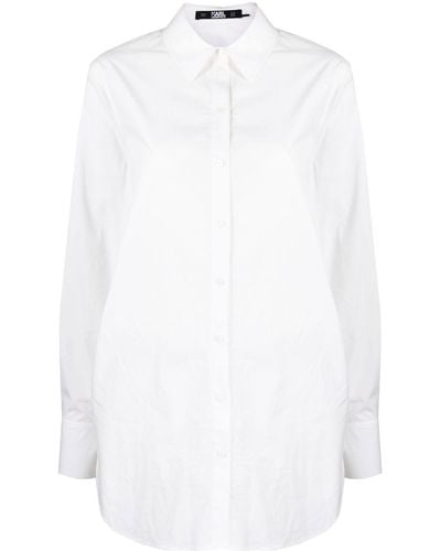 Karl Lagerfeld Open Back-tie Longline Shirt - White