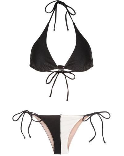 Adriana Degreas Deco Two-tone Triangle Bikini - Black