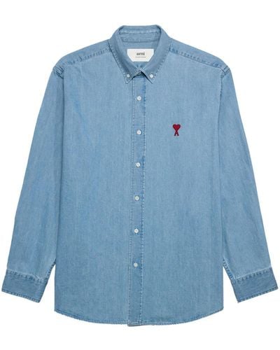 Ami Paris Ami De Coeur Denim Shirt - Blue