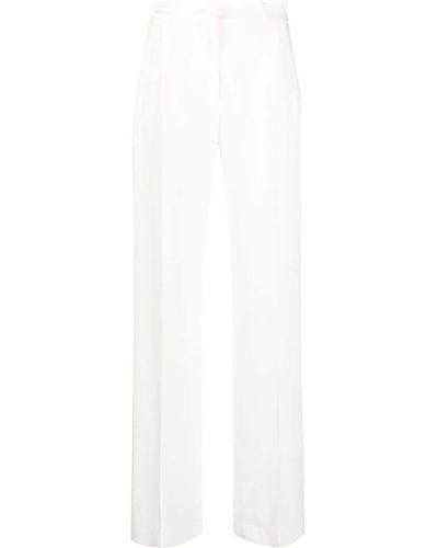 Alberta Ferretti Pantalones de vestir con detalle floral - Blanco