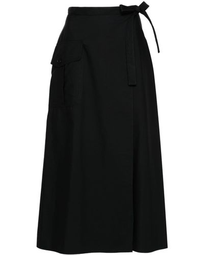 Aspesi Wrap Cotton Midi Skirt - Black