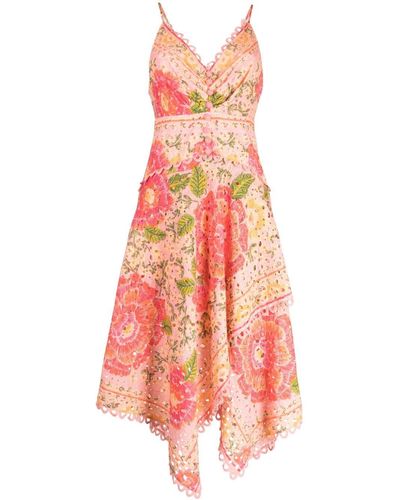 FARM Rio Midi-jurk Met Bloemenprint - Wit