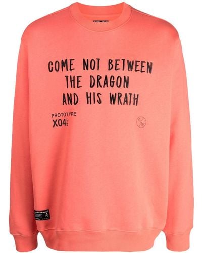 Izzue Slogan-embroidered Crew-neck Sweatshirt - Pink