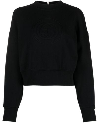Gucci Interlocking-G Zipped Cropped Sweatshirt - Black