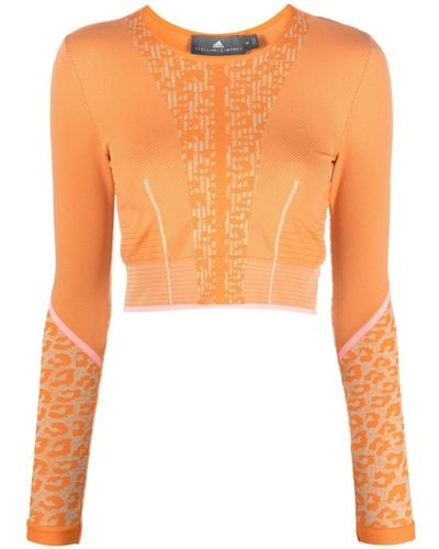 adidas By Stella McCartney Truestrength Seamless Long Sleeve Crop Top - Orange