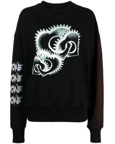 we11done Graphic-print Cotton Sweatshirt - Black