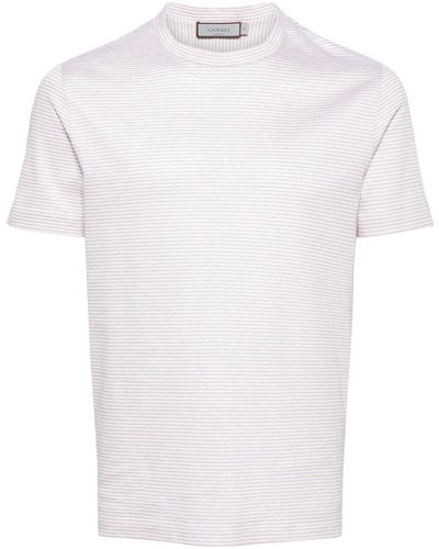 Canali Gestreiftes T-Shirt - Weiß