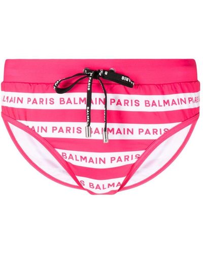 Balmain Logo-print Swim Trunks - Pink