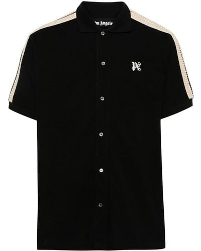Palm Angels T-shirt en coton à détails en crochet - Noir