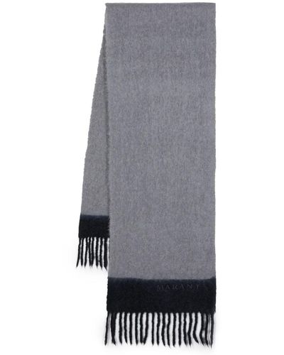 Isabel Marant Logo-embroidered Two-tone Scarf - Grey