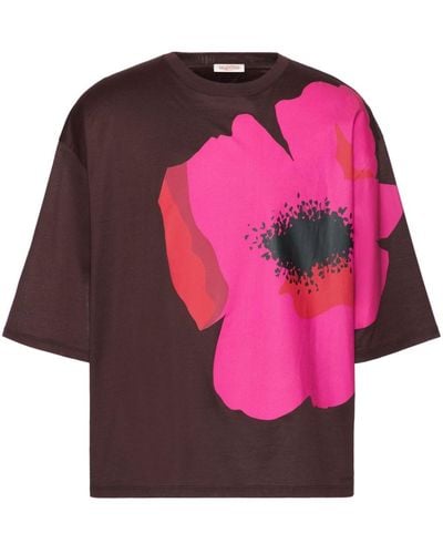 Valentino Garavani Flower Portrait-print Cotton T-shirt - Pink