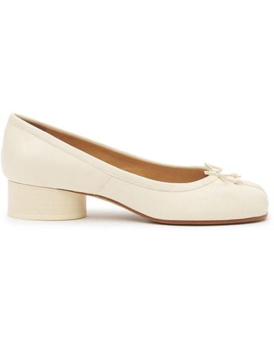 Maison Margiela Tabi 30mm Leather Ballerina Court Shoes - White