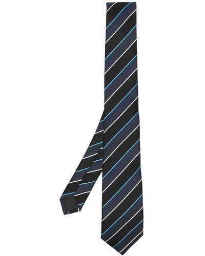 Lanvin Diagonal Stripe Pattern Tie - Black