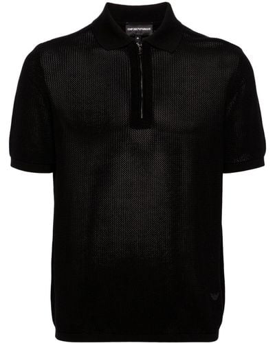 Emporio Armani ニットポロシャツ - ブラック